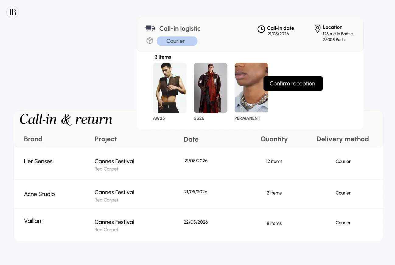 Manage logistics, from call-in to return